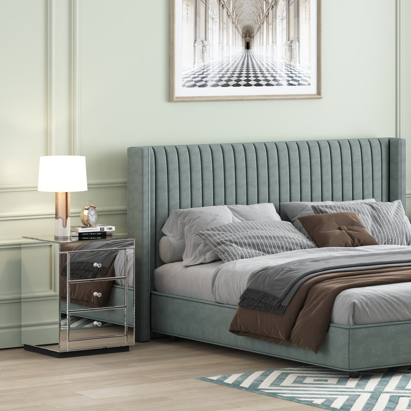 Everly Quinn Yolanta 3 - Drawer Nightstand in Silver Modern Contemporary Glam Style & Reviews
